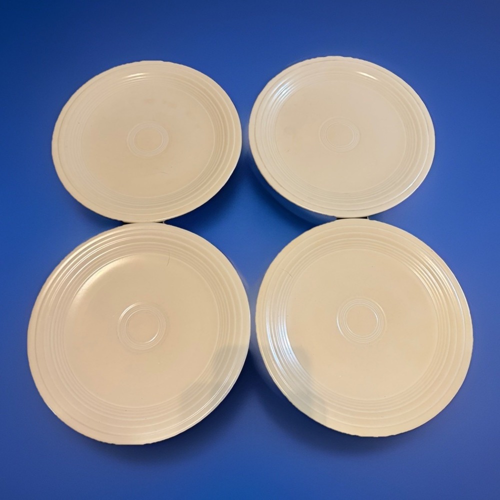 Set of 4 Vintage Genuine Fiesta Ware Ivory Saucers HLC USA Homer Laughlin